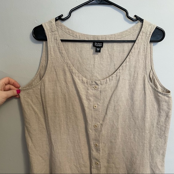 Eileen Fisher Linen Tank Dress - Natural - Size Large - Picture 7 of 10
